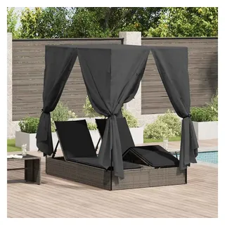 vidaXL Doppelte Sonnenliege mit Dach 205 x 129 x 200 cm Grau