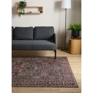 Interiyou Vintage Teppich Wohnzimmer Gent - 200x300 cm Multicolor/Rot - Für Schlafzimmer, Esszimmer, Kinderzimmer - Kurzflor waschbar und rutschfest, Print Muster