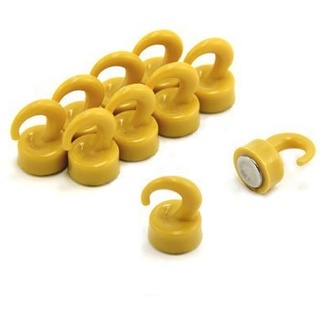 Gelbe Kunststoff - Mini - Magnethaken Für Kühlschrank, Büro, Whiteboard, Mitteilungsboard 12mm x 20mm Hoch - 1kg Zug - Pack von 10