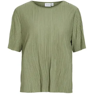 Vila T-Shirt VILA Satin Blusen Halbarm Basic VIPLISA VIPLISA O-NECK S/S TOP - NOOS grün XXL (44)