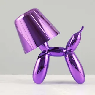 LOGT Deko Luftballon Hund Tischlampe Kabellos Dimmbare LED Akku Tischleuchte Kreative Cartoon Haustier Hund Kinderlampe Tragbar Verstellbares Nachtlicht Touch Schalter Nachttischlampe,Lila