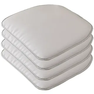 OQOPO Leder-Küchenstuhlkissen,geformtes Sitzkissen und Esszimmerstuhlpolster,43 x 40 cm,rutschfeste Gummirückseite,1/2/4 Packungen (Farbe: Grau 1,Größe: 4er-Set)