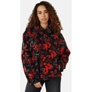 Brave Soul Cardigan Damen-Fleecejacke mit Blumenmuster schwarz XS