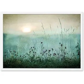 Landschaftsplakat Nordische Poster und Drucke Mode grüne Leinwand Malerei Wandkunst Druckbilder für Wohnzimmer(50x70cm No Frame)