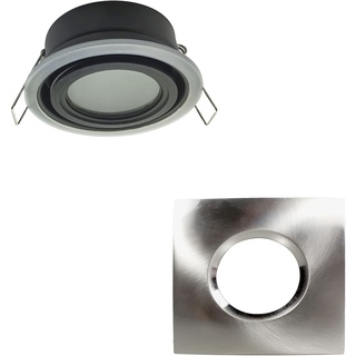Wonderlamp - Einbaublende außen/innen Lutar, quadratisch mit Abdeckring, wasserdicht IP 65, modernes Nickel