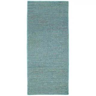 Wollteppich MORGENLAND "Kelim Teppich Arvin" Teppiche Gr. B/L: 80 cm x 200 cm, 10 mm, 1,6 m2, 1 St., blau (türkis) Kelimteppich Orientalische Muster Kurzflor