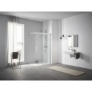 Kermi Duschdesign Walk-In-Duschkabine WALK-IN Wall Gleit rechts „NICA“ Glas Klar, Profile Silber Hochglanz, BV: 975 - 1000 mm WE: 985 - 1010 mm H: 2000 mm