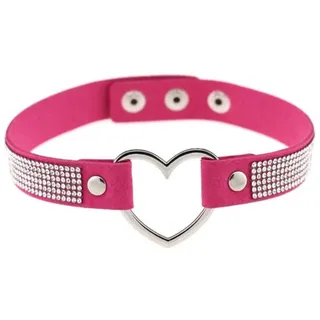 WEITING Schwarzes Herz-Strass-Halsband für Damen, Kristall-Halsband, Statement-Halsband, Modeschmuck, Rosenrot