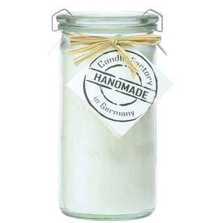 Candle Factory Mini Jumbo Duftkerze aus pflanzlichem Stearin im hitzebeständigen Glas der Marke Weck®, ca. 70h Brennzeit, Duft: duftneutral