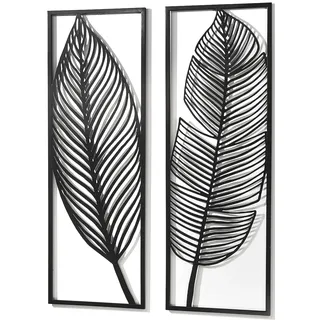 Kobolo Wandbild Wanddeko Metallbild FEATHER Metall zweiteilig Schwarz