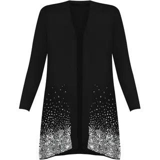 WearAll - Damen Übergröße Pailletten Glitzern Glanz Langarm Cardigan Top - Schwarz - 44-46 - 44