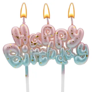 Farbverlaufs Zahlen Buchstaben Kerze, rosa-blaue Farbverlaufs-Geburtstagskerzen für Kuchen Ziffern Buchstaben Geburtstagskerzen Dekoration für Geburtstag Partys Hochzeit (Happy Birthday)