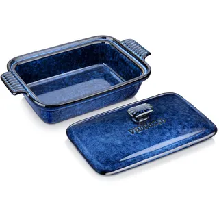 vancasso STARRY Auflaufform mit Deckel, eckige Lasagneform aus Steingut | 1600 ml Backform für Brot, Lasagne, Pizza und Kuchen, mikrowellen- und backofengeeignet, spülmaschinenfest