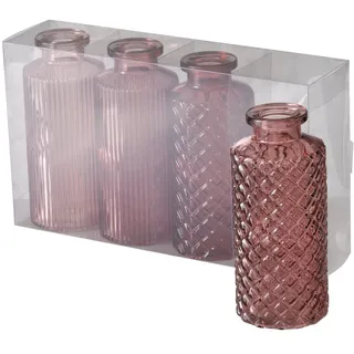 Boltze Glasvase Panja 4-teilig, 14 cm, Ø 6 cm, dunkelrosa
