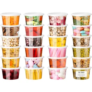VINATO Frischhaltedosen mit Deckel, 24pcs Gefrierdosen Set, 24 Vorratsdosen 360ml/12oz, Plastikdosen Frischhalteboxen BPA-Frei, Mikrowellengeeignet Dosen zum Einfrieren