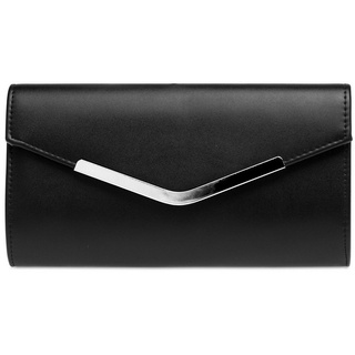 Caspar Clutch TA384 elegante Damen Clutch Tasche Abendtasche mit langer Kette schwarz