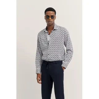 Langarmhemd BUGATTI, Herren, Gr. 3XL, Normalgrößen, 390, marine, 100% Baumwolle, casual, normal, Langarm eckige 2-Knopf-Manschette, Hemden, mit hochwertigem Satin-Finish
