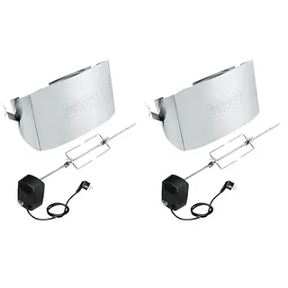 Weber Rottiserie - Drehspiess (Länge 80cm) für alle Q300-3000-3200 Modelle, mit elektrischem Motor undt Zwei Gabeln zum Befestigen des Grillguts optimal für Hähnchen oder Braten - Silber (17524)