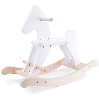 New Classic Toys® Einzelschaukel Schaukelpferd in weiß aus Holz Kinderschaukelpferd Holzspielzeug
