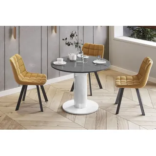 Design Esstisch Tisch HES-111 rund oval Hochglanz ausziehbar 100-148cm - Grau