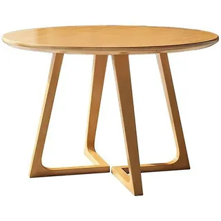 Runder Esstisch aus Massivholz im mittelalterlichen Stil, runder Couchtisch aus Holz, ideal für kleine Räume, Wohn- und Esszimmer Natural,100cm