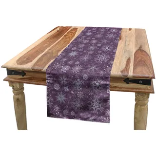 ABAKUHAUS Aubergine Tischläufer, Weihnachten Schneeflocken Floral, Esszimmer Küche Rechteckiger Dekorativer Tischläufer, 40 x 180 cm, Violett