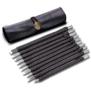 ZSjing Professionelle 10Pcs Wolfram Stahl Stein Carving Kit Hand Werkzeuge Set Meißel Holzbearbeitung Gravur Schneiden Klinge for Stein Dichtung