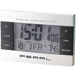 PEARL Wecker zum Aufhängen: Digitaler Funkwecker mit Temperaturanzeige und Kalender (Wecker mit Temperaturanzeige, mit Temperatur, Radio Controlled)