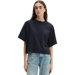 T-Shirt MARC O'POLO "aus weichem Single Jersey", Damen, Gr. S, blau (schwarz navy), Obermaterial: 100% Baumwolle, unifarben, Basic, loose fit, Rundhals, normaler Saum, Shirts T-Shirt