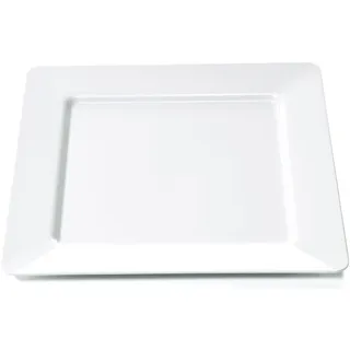 24x Teller flach eckig 25 x 25 cm Melamin weiß bruchfest
