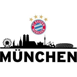 FC Bayern München Wandtattoo Fußball Fanartikel Skyline schwarz Aufkleber 60x23 cm mit Logo 13x14 cm Art. Nr. FCB10181