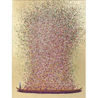 Kare DESIGN Wandbild 80 x 100 cm Flower Boat Naturfaser Gold