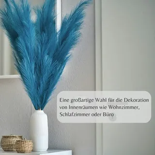 layba Pampasgras Deko in Blau Boho Künstliches Pampasgras - 3 Stück 100cm, Ideal für Hochzeitsdeko, Wohnzimmer & Schlafzimmer