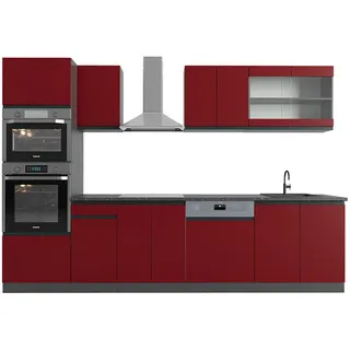 Vicco Küchenzeile R-Line J-Shape 300 cm Rot/Anthrazit