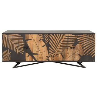 Casa Padrino Designer Kommode Sideboard 175 x 45 x H.75cm  Fernsehschrank - Handgefertigt aus massivem Mangoholz!