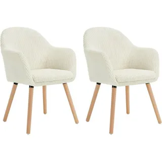 Woltu Esszimmerstuhl Cord beige/weiß