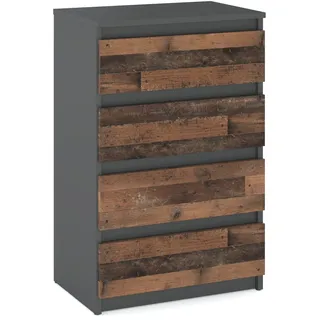 MRBLS Kommode mit 4 Schubladen Sideboard Schubladenschrank Kleiderschrank Modern Möbel mit Schubladen für Ihr Schlafzimmer (Anthrazit - Industrial/Grau Matt - Old Style) – 60 x 92,5 x 33,5cm (B/H/T)