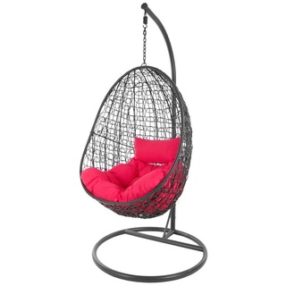 KIDEO Hängesessel »Hängesessel Capdepera anthrazit«, moderner Swing Chair, Schwebesessel mit Gestell und Kissen, Loungemöbel rosa