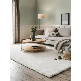 benuta Hochflor-Teppich Cloudy, rechteckig, Höhe: 31 mm, Kunstfaser, Berber, Ethno-Style, Wohnzimmer weiß rechteckig | 200 cm x 300 cm x 31 mm