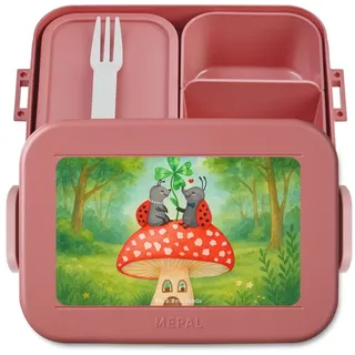 Mr. & Mrs. Panda Butterdose Marienkäfer Fliegenpilz Design, Snackbox, Rot Pastell, Zuhause, Wohnu, Polypropylen lebensmittelecht, (Packung), Jausenbox Lustige Sprüche Fleigenpilzhaus rot
