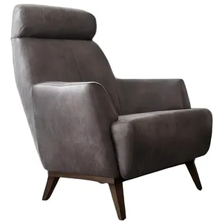Xlmoebel Loungesessel Eleganter Ohrensessel aus grauem Leder mit stilvollem Design (1-St., Sessel), Hergestellt in Europa grau