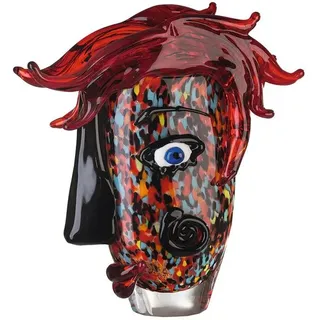 GILDE Dekovase CONFUSO Standdekoration - rot - Glas - H. 30,5cm x B. 28cm - Deko (1 Stück), Glasvase mit Gesichtsmotiv - Blumenvase für Tischdeko und Vasen-Deko rot