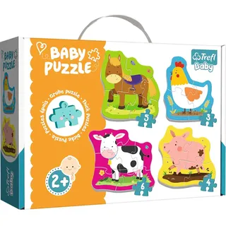 Trefl Trefl, Puzzle, Tiere auf dem Lande, von 3 bis 6 Teilen, 4 Sets, Baby Classic, für Kinder ab 2 Jahren