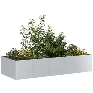 vidaXL Garten-Hochbeet verzinkter Stahl rechteckig 200 x 80 x 40 cm Silber