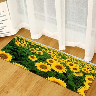 Morbuy Personalisierte Fußmatte Rutschfester Türvorleger mit 3D Schöner Druck, Schmutzfangmatte Waschbar Fussmatte Innen Badteppiche (50x80cm,Sonnenblume)