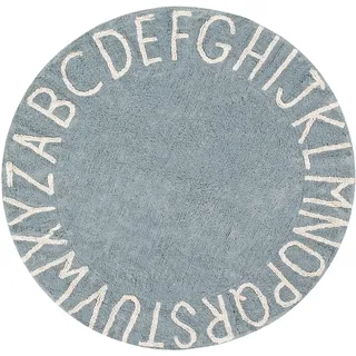 Lorena Canals runder ABC-Teppich waschbar, Antiklook, Baumwolle, Blau, 150 x 150 x 30 cm
