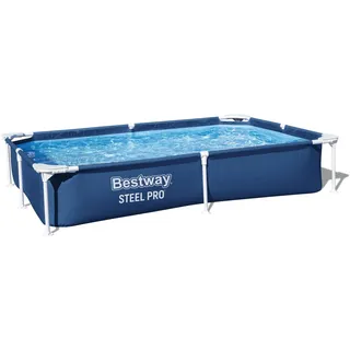 Bestway Steel Pro Frame Pool ohne Pumpe 221 x 150 x 43 cm, dunkelblau, eckig