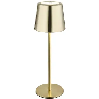 LED Tischlampe Akku Tischleuchte Touch Außen gold Gartenleuchte Touchdimmer USB, Metall, 2W 50Lm warm-kaltweiß, DxH 8,5x28 cm