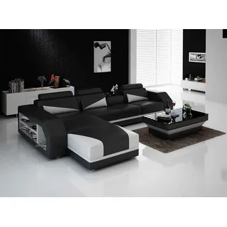 Wohnlandschaft Ecksofa L-Form mit Sessel Set Modern JVmoebel - Schwarz/Weiß