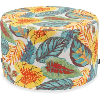 H.O.C.K. Sitzhocker H.O.C.K. Tropical Outdoor Hocker rund Pouf ø60x40cm yellow aqua sunny, Hocker, Sitzhocker, Pouf Hocker, Barhocker - wetterfest, vielseitig bunt|gelb